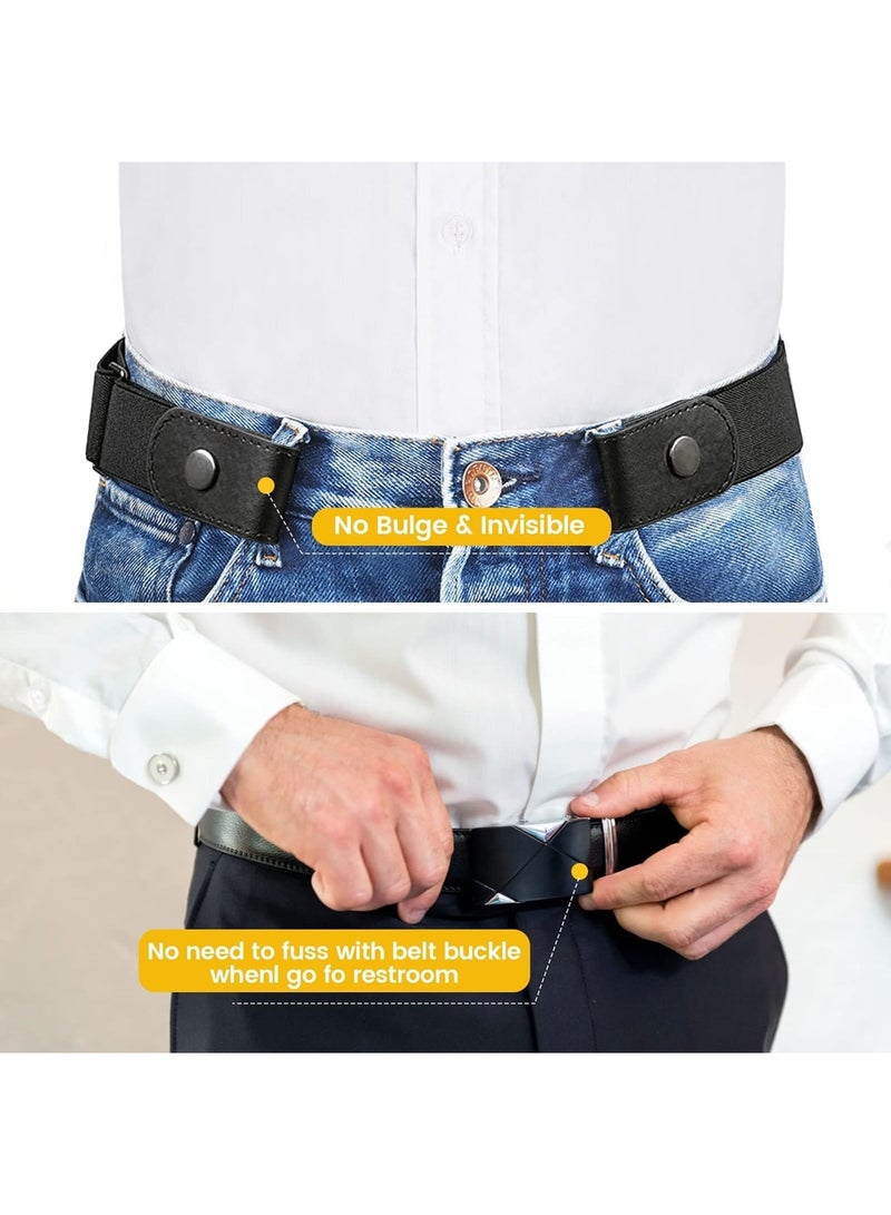 SYOSI Elastic Belt Invisible Belt for Women and Men, Buckle-Free Unisex Adjustable Elastic Belt for Jeans, Trousers, Dress, 2 Pieces, Length: 100 cm Width: 3 cm, Brown and Black - Image 5